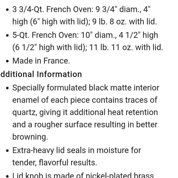 Staub 5QT Enameled Cast Iron French Oven- White - Picture 4 of 9